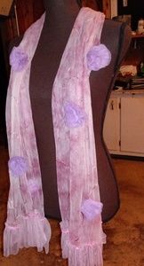 Pink Chiffon Embellished Scarf